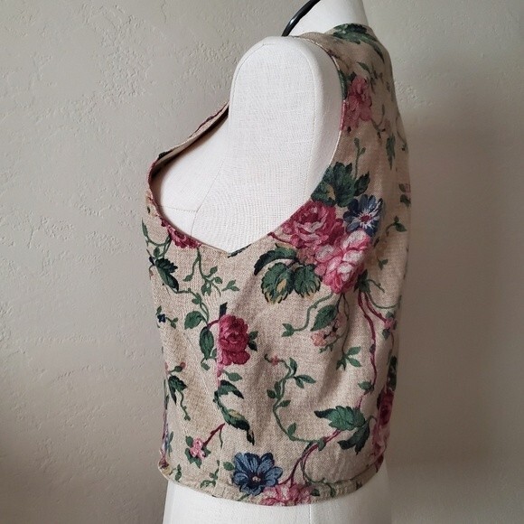 Womens Vintage 90s floral denim vest Large - Picture 5 of 9